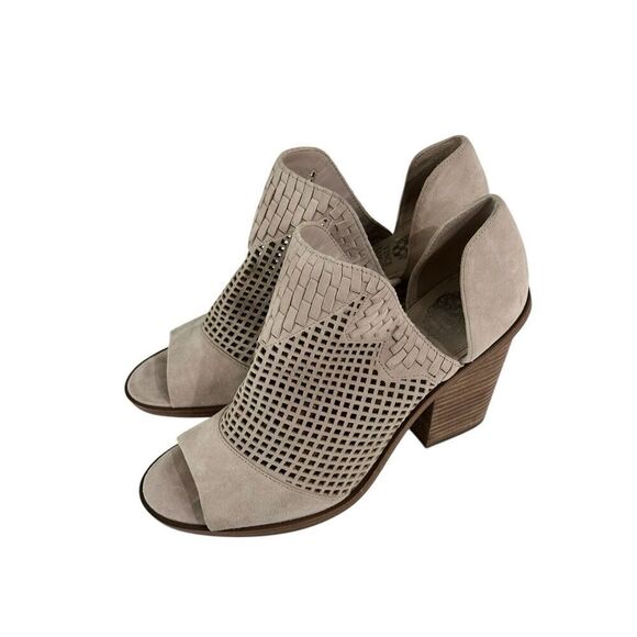 Vince Camuto Fritzey Peep Toe Bootie Beige Suede Leather Womens 9.5 - Picture 3 of 12